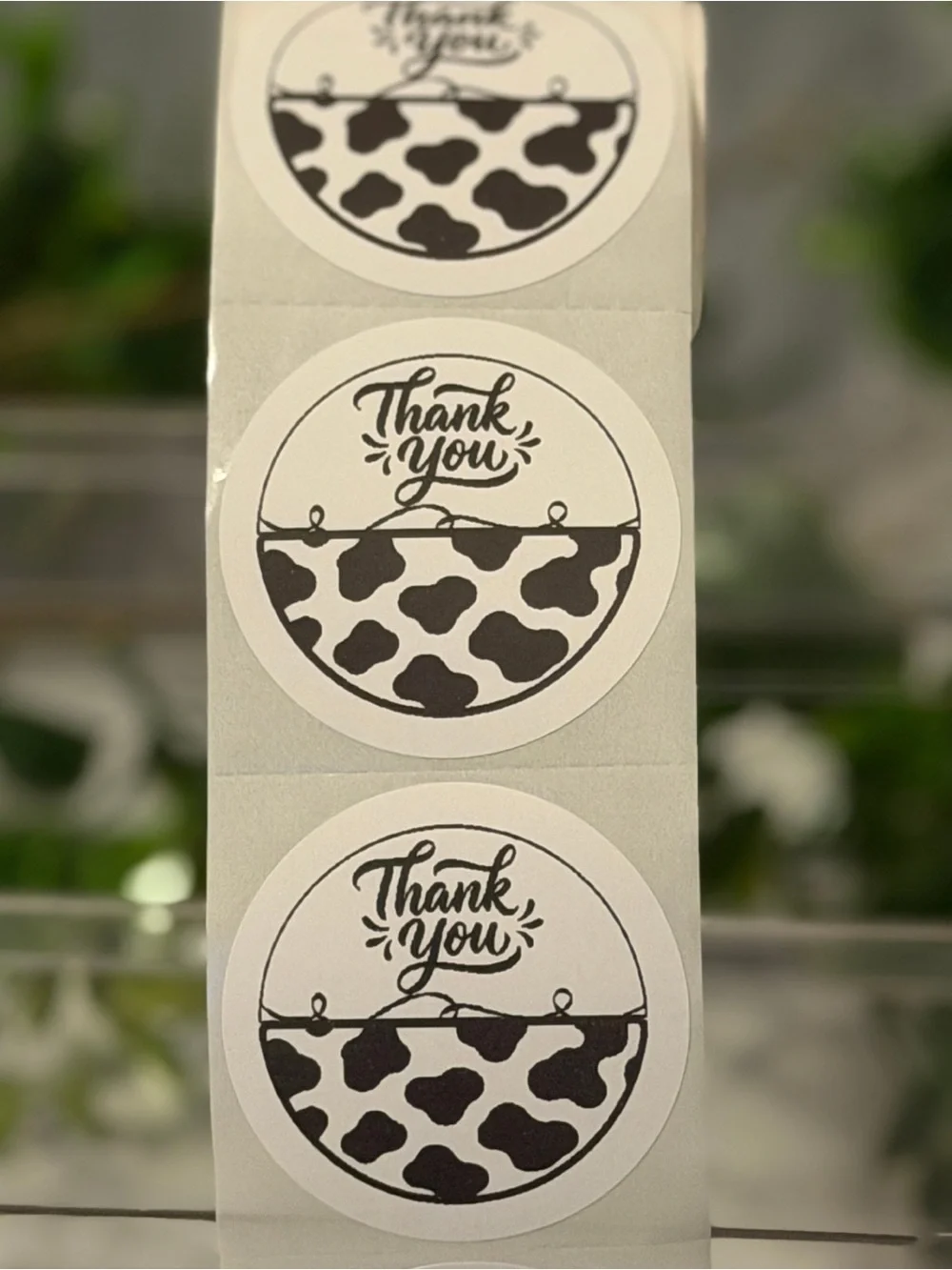 Cow Print Thank You Stickers 2” Round 200 Pack Cute Small Business Labels